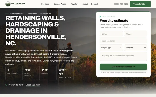 Maidenhair Landscaping website
